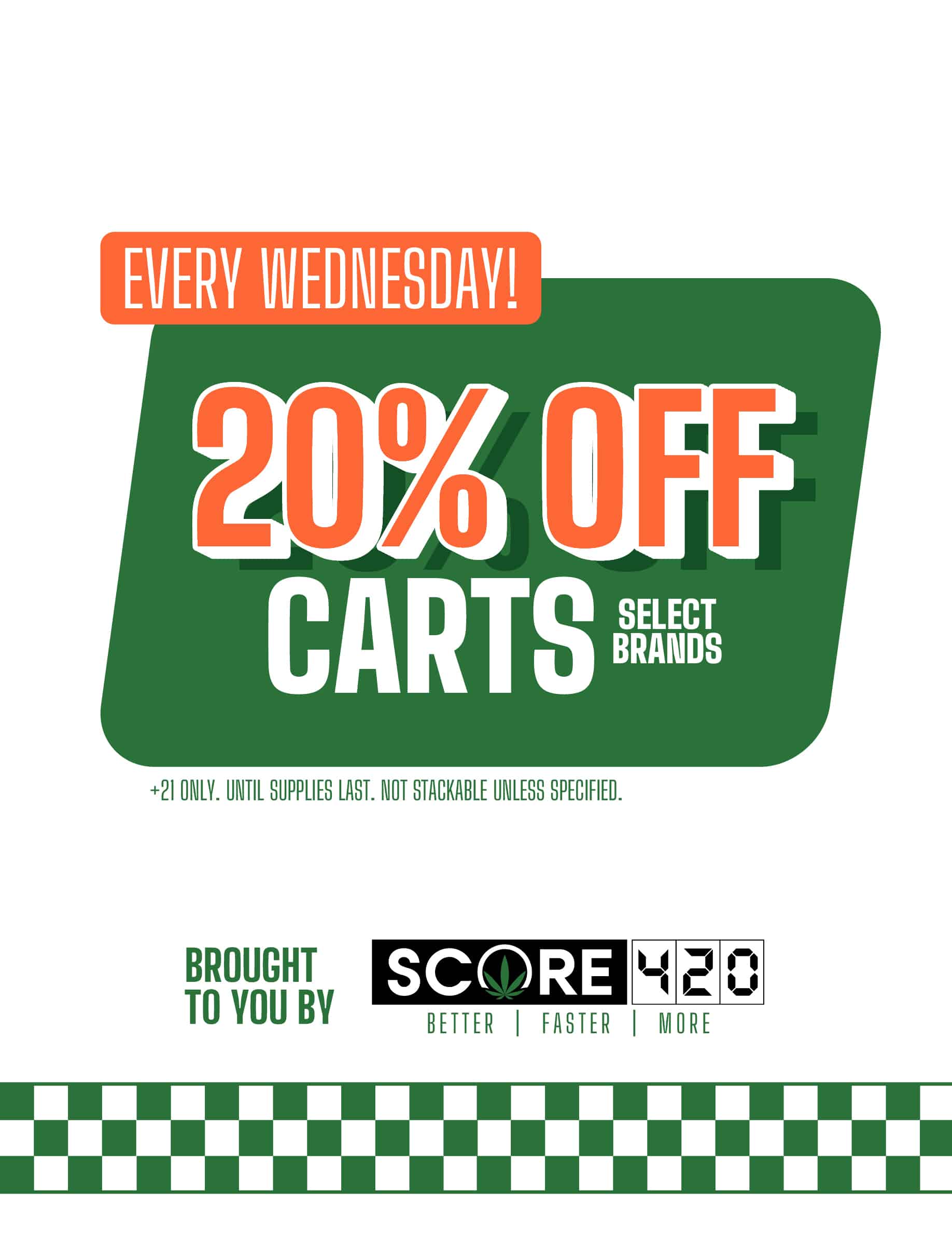 20 percent off vape carts wednesday